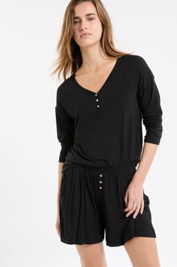 Camiseta de pijama de modal de manga larga de modal;${refinementColor}