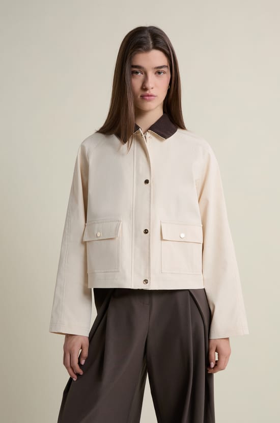 Veste courte &agrave; col velours;${refinementColor}