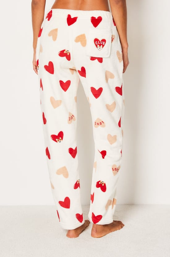 Pantalon de pyjama polaire à cœurs;${refinementColor}