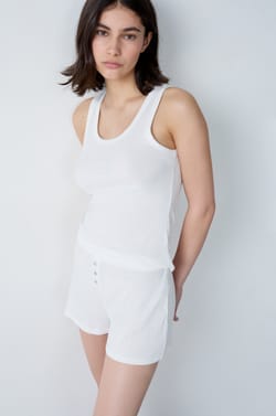 Cotton Ribbed Pyjama Tank Top;${refinementColor}