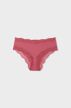 Boyshort with Lace Trim in Microfiber;${refinementColor}