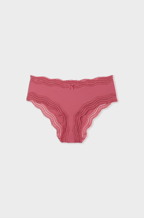 Boyshort with Lace Trim in Microfiber;${refinementColor}
