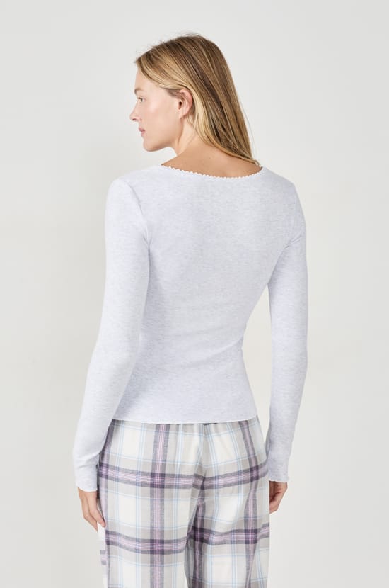 T-shirt de pyjama en pointelle;${refinementColor}
