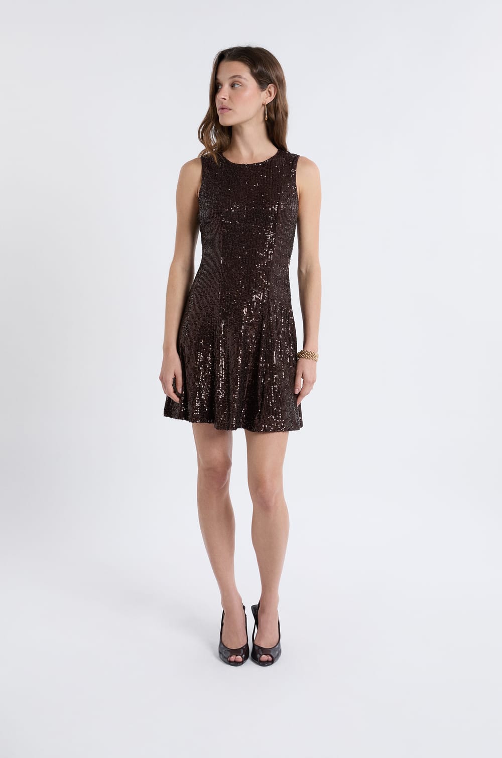 Sleeveless Sequin Dress;${refinementColor}