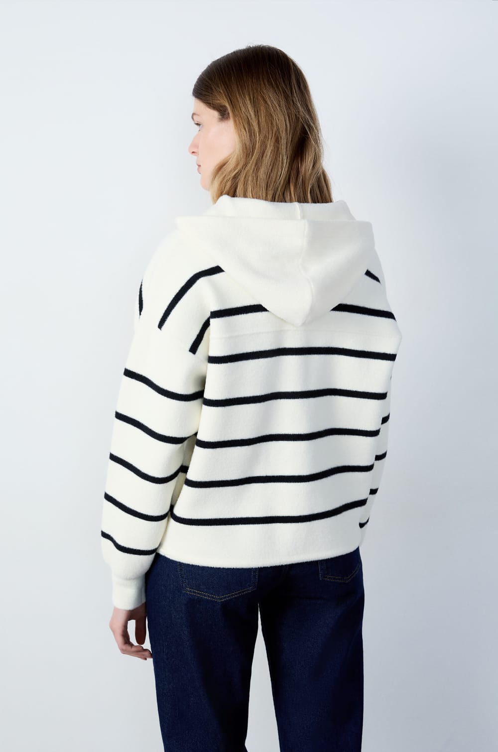 Hooded Striped Cardigan;${refinementColor}