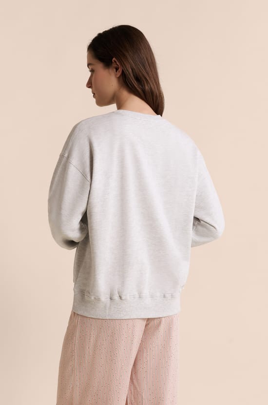 Pyjama sweatshirt with writing in cotton;${refinementColor}