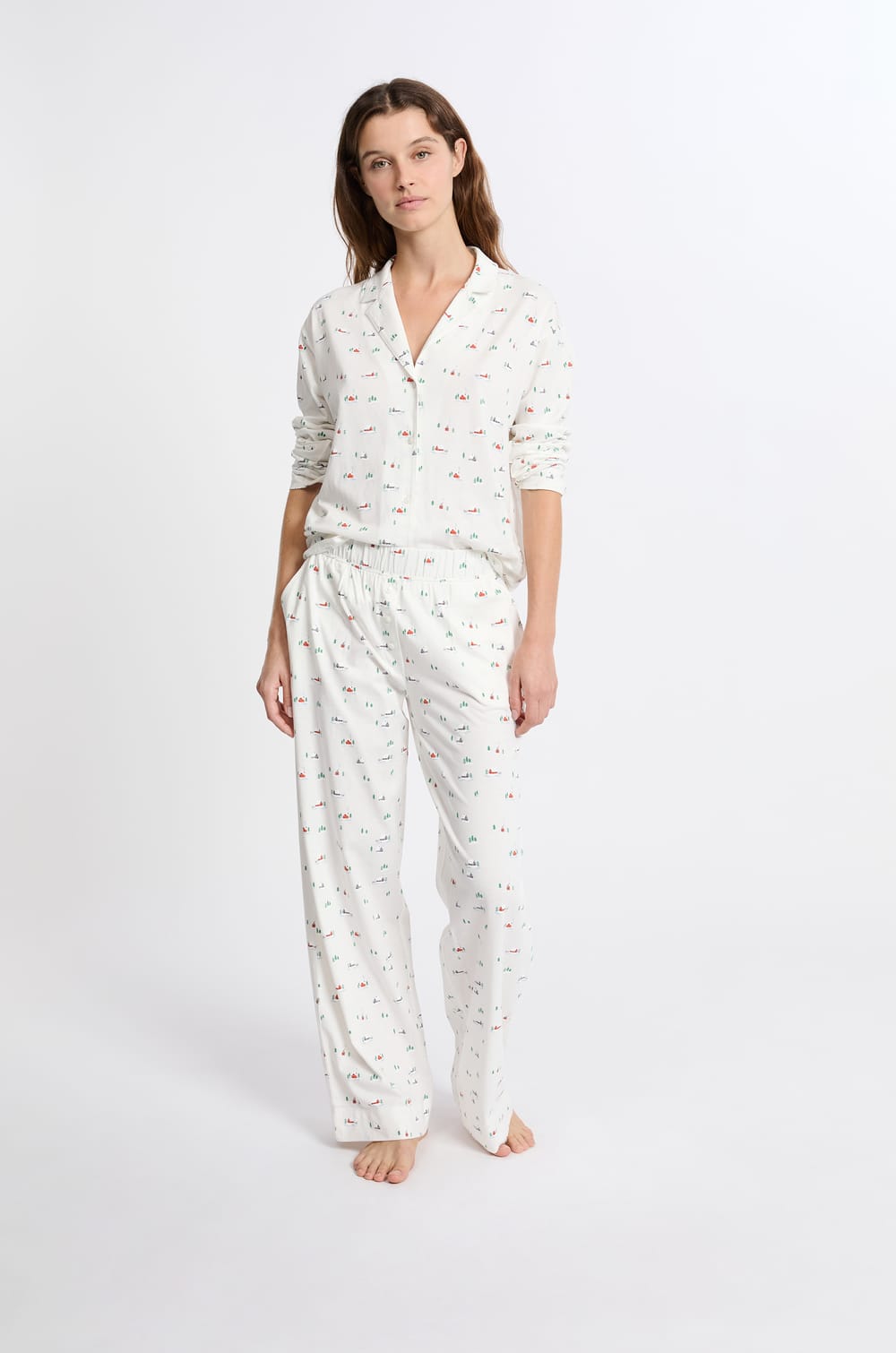 Patterned Cotton Pajama Pants;${refinementColor}