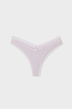 V-shape microfibre and lace tanga;${refinementColor}