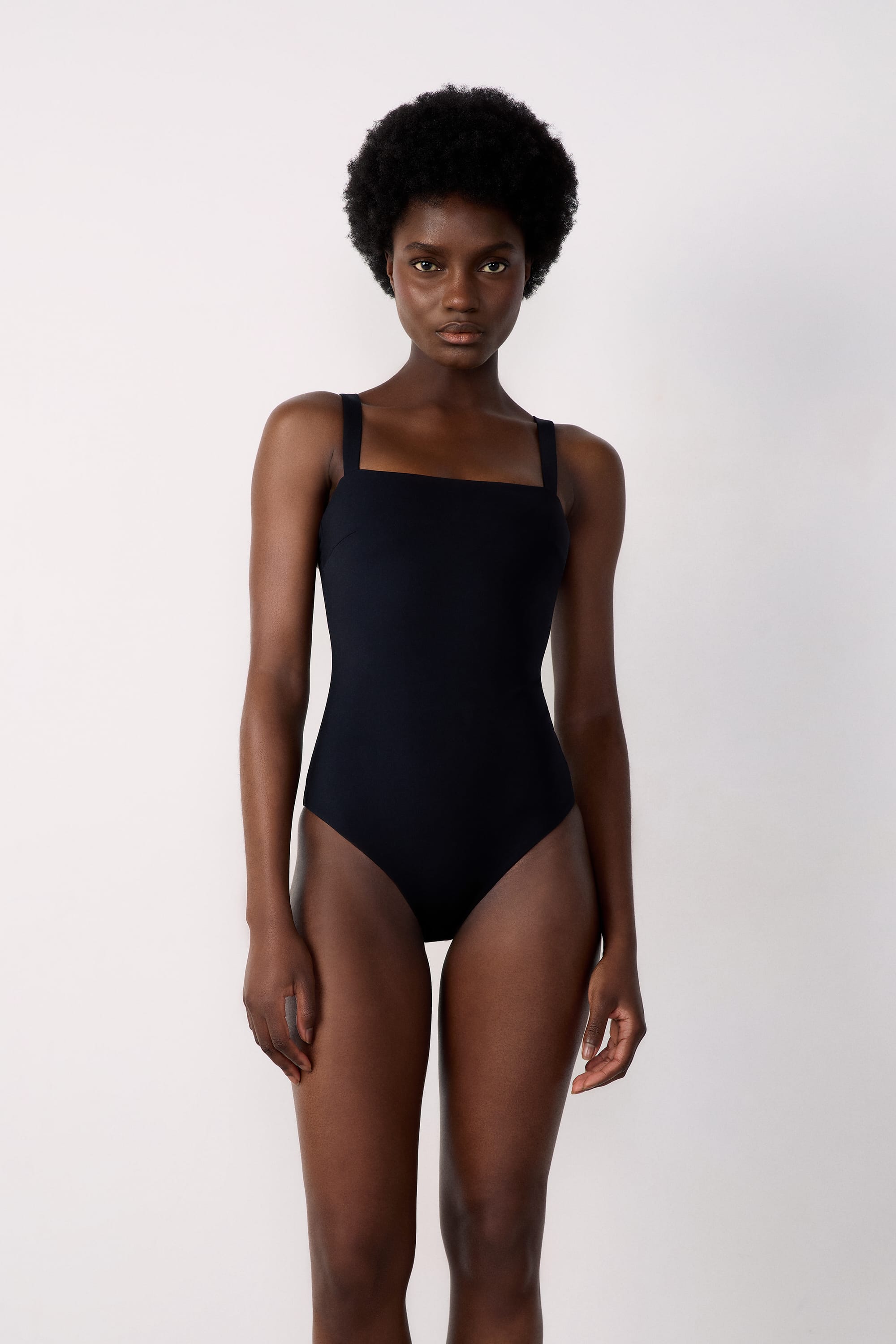 CUPSHE Badpak voor dames, vierkante hals, buikweg, plooien, riempjes, contrasterende kleuren, eendelige badmode, zwempak, Donkerblauw, XL
