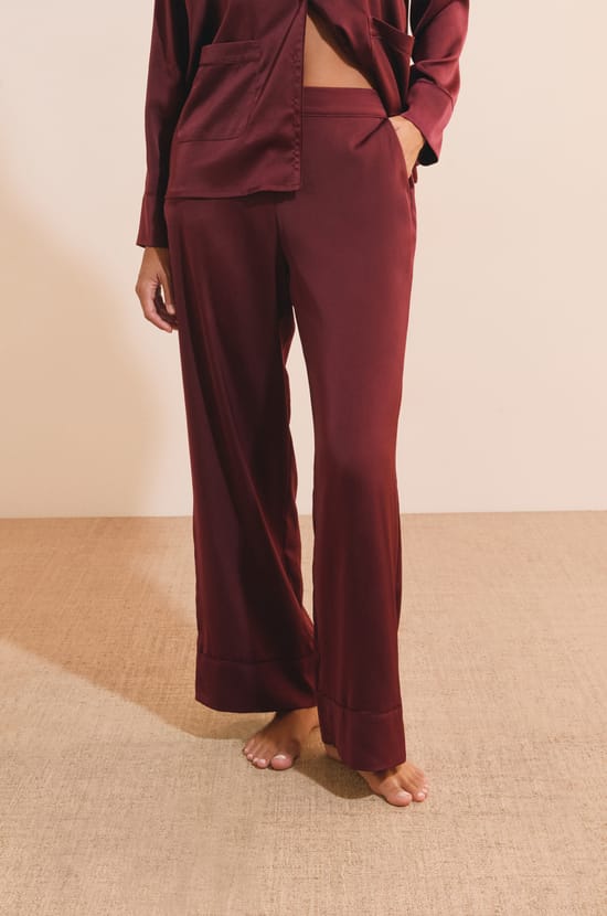 Pantalon de pyjama satin&eacute;;${refinementColor}