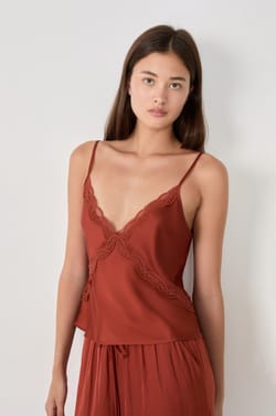 Satin Camisole with Neckline;${refinementColor}