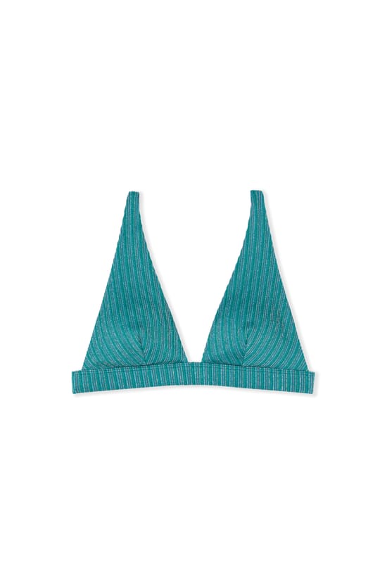 Sequined Triangle Bikini Top with Removable Pads;${refinementColor}