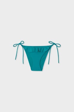 Tie-Side Bikini Bottom with Ruffles;${refinementColor}