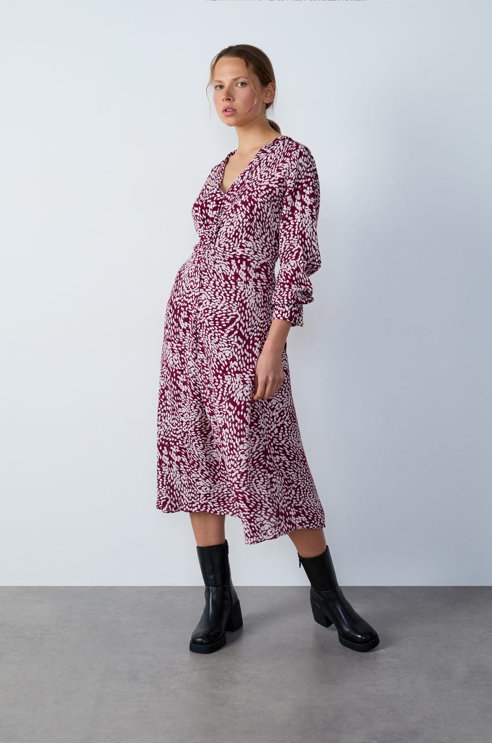 Long Printed Dress;${refinementColor}