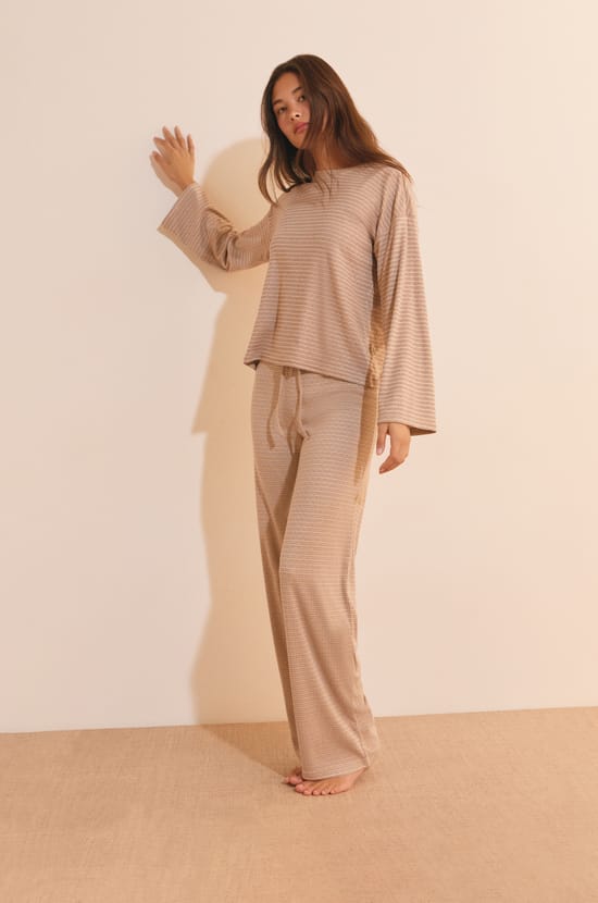 Pantalon de pyjama &agrave; rayures avec cordon de serrage;${refinementColor}