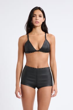Leather Triangle Bra;${refinementColor}