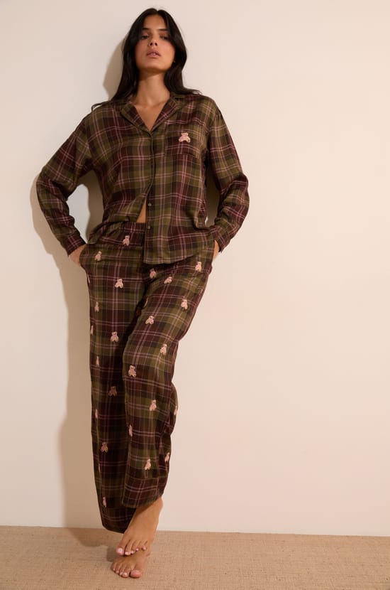 Pantalon &agrave; carreaux avec coton;${refinementColor}