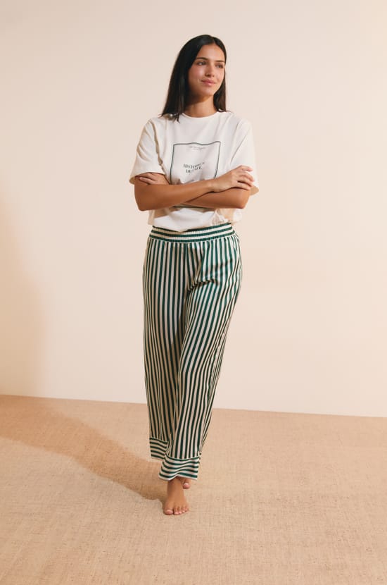 Striped Satin Trousers;${refinementColor}