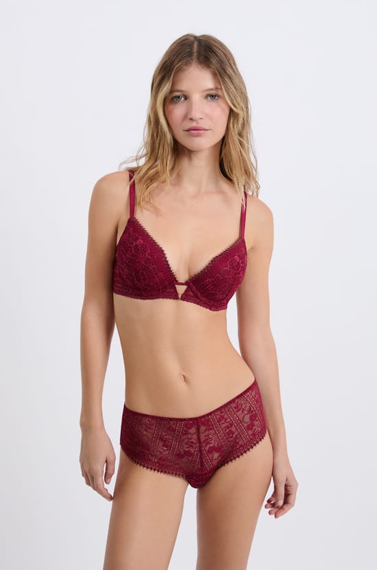 Bra No.2 - The plunge push-up bra in lace;${refinementColor}