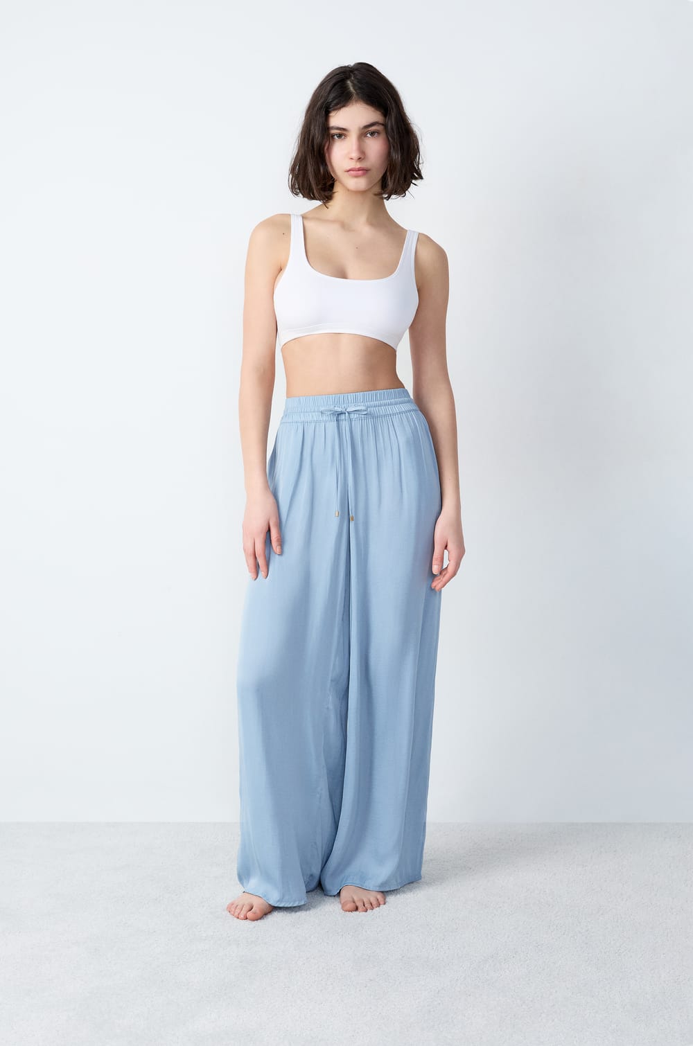 Wide-Cut Satin Pants;${refinementColor}