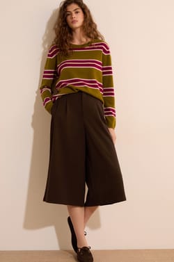 Pull col rond ray&eacute; 100% cachemire;${refinementColor}