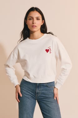 Sweat en coton avec motif coeur;${refinementColor}