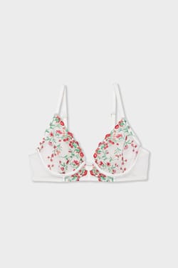 Unlined Demi Bra With Floral Embroidery;${refinementColor}