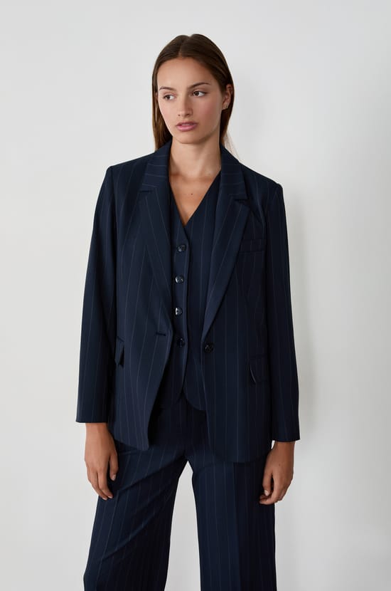 Veste blazer à rayures;${refinementColor}