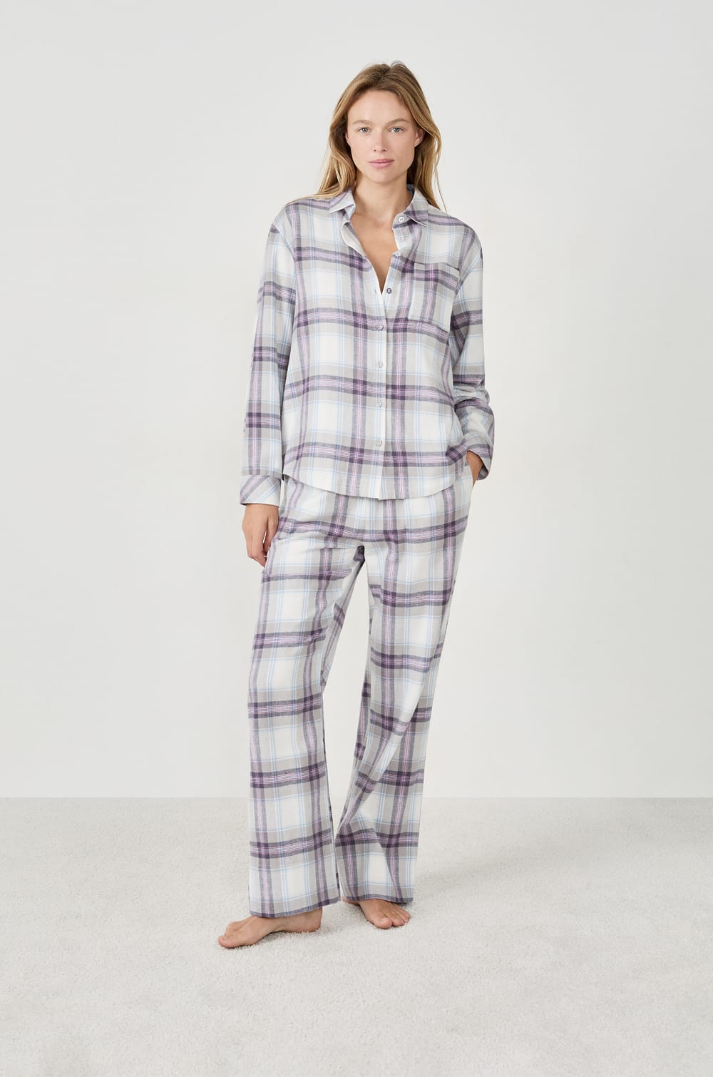 Chemise de pyjama à carreaux;${refinementColor}