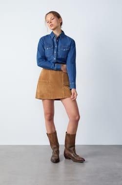 Short Suede Skirt;${refinementColor}