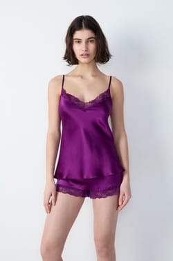 Silk Camisole with Lace Details;${refinementColor}