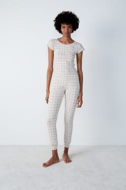 T-shirt manches courtes en coton en pointelle c&oelig;ur &agrave; motifs;${refinementColor}