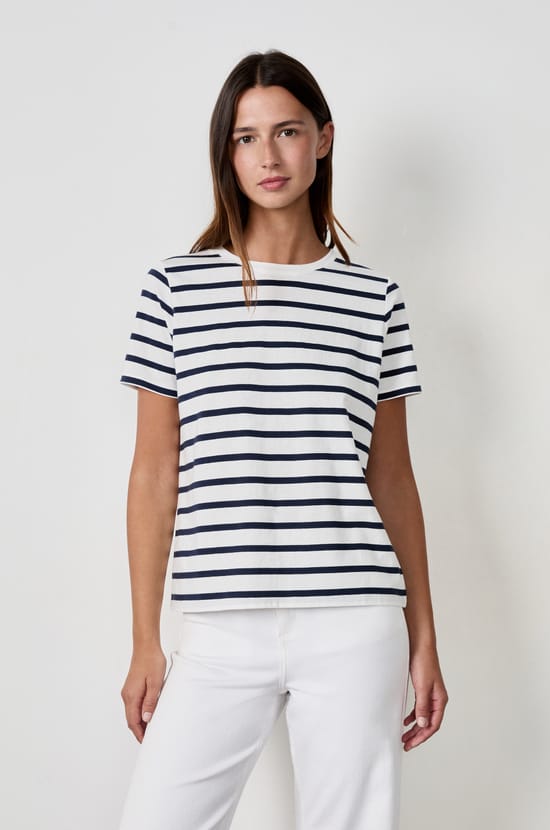 Short-sleeved Breton stripe T-shirt;${refinementColor}