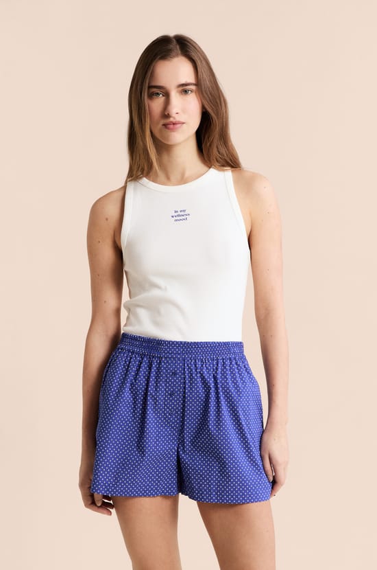 Pyjama Shorts with Polka Dots in Cotton;${refinementColor}