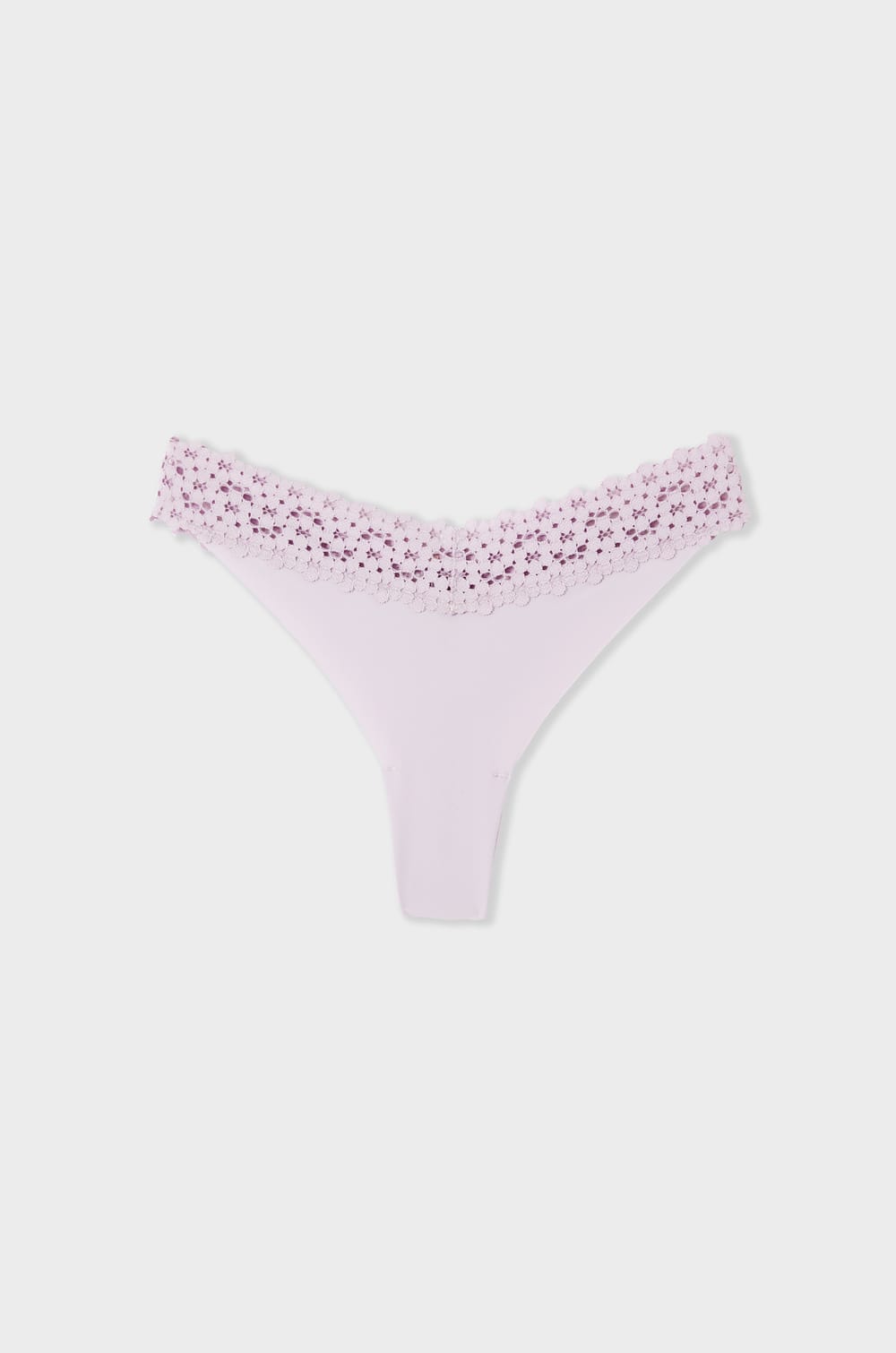 Tanga V-shape en microfibre et dentelle;${refinementColor}