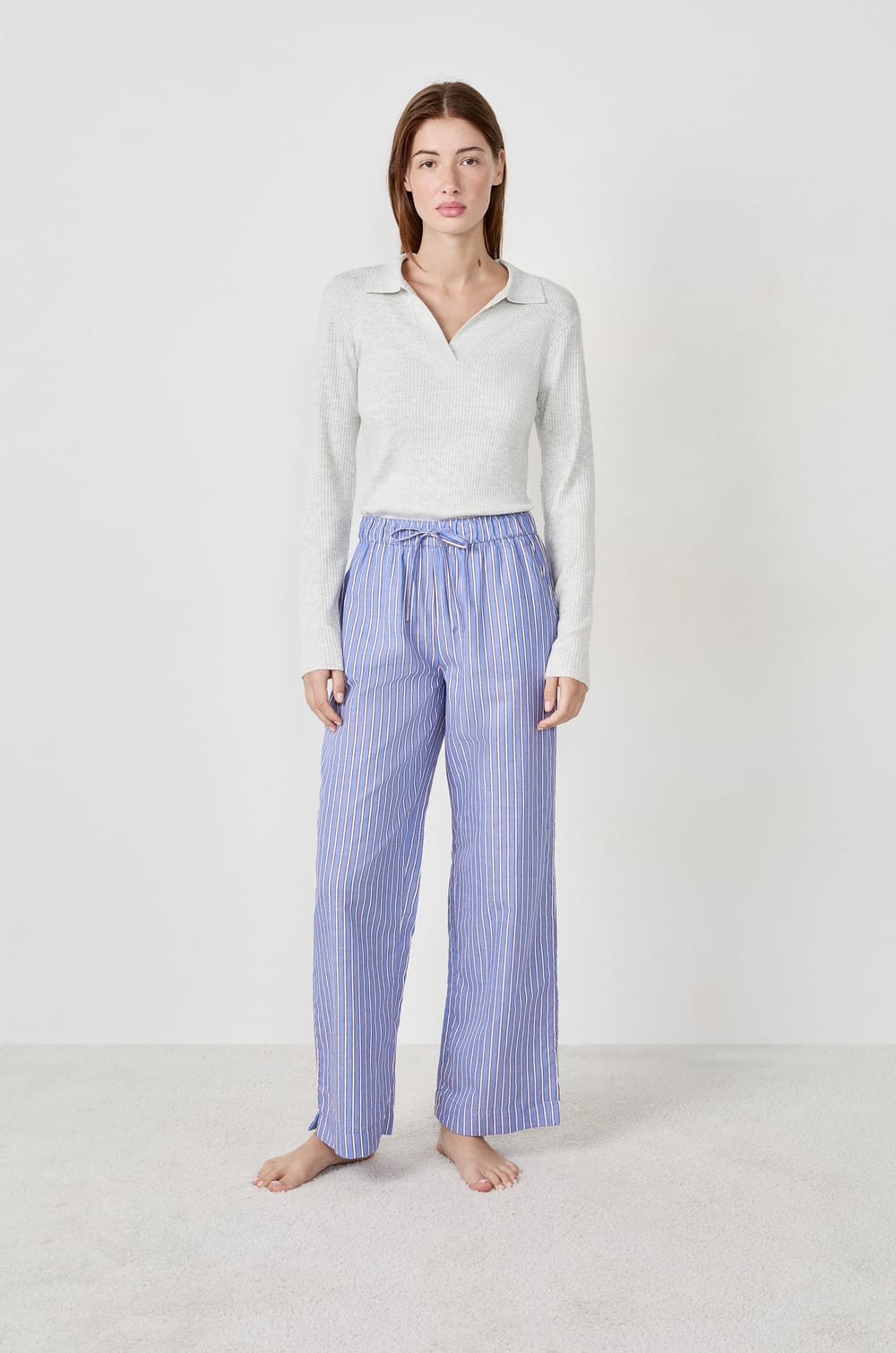 Pantalon de pyjama à rayures;${refinementColor}