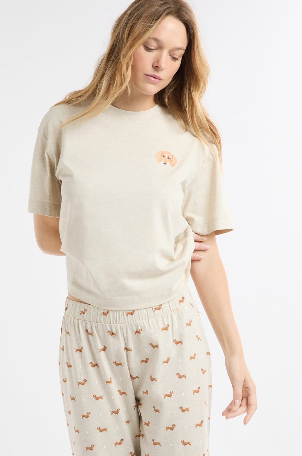 2-Piece Pyjama Set with Dachshund Print;${refinementColor}