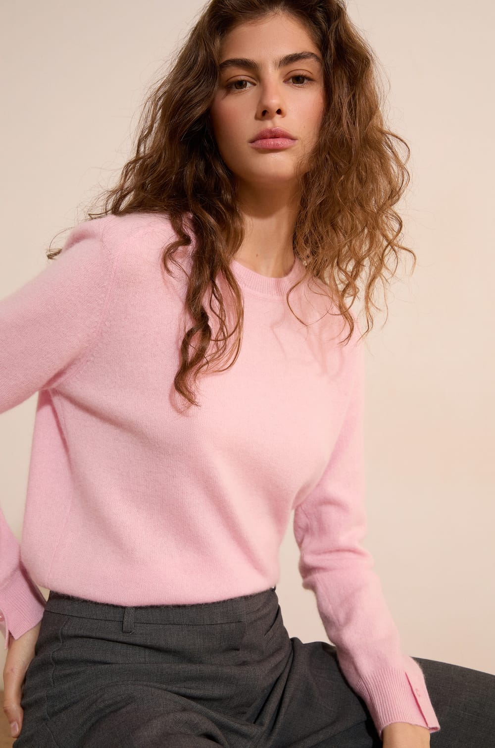Pull col rond 100% cachemire;${refinementColor}