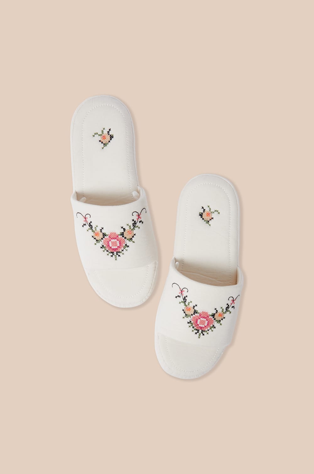 Chaussons tongs en coton &agrave; motif floral;${refinementColor}