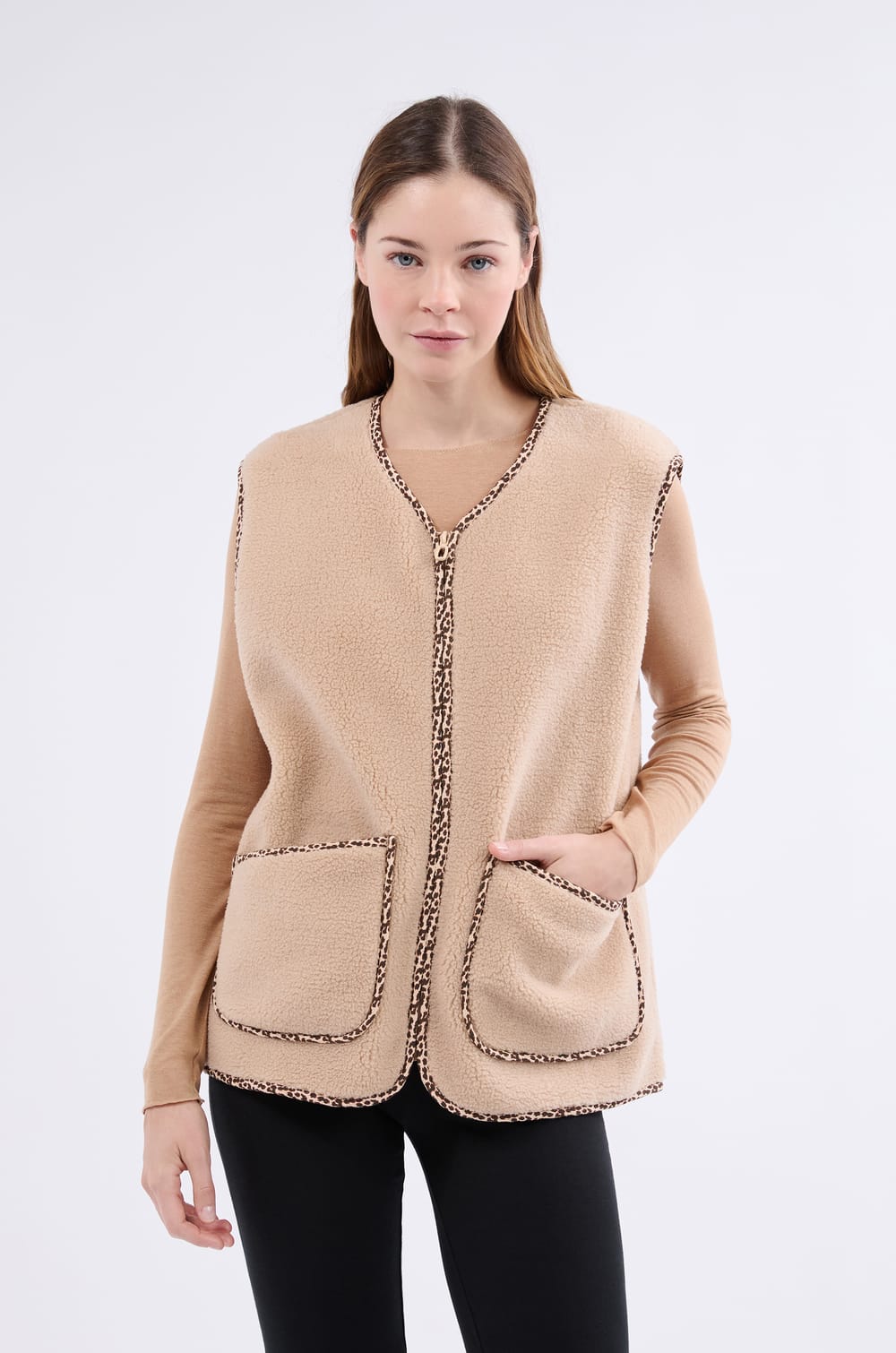 Gilet sans manches effet sherpa;${refinementColor}