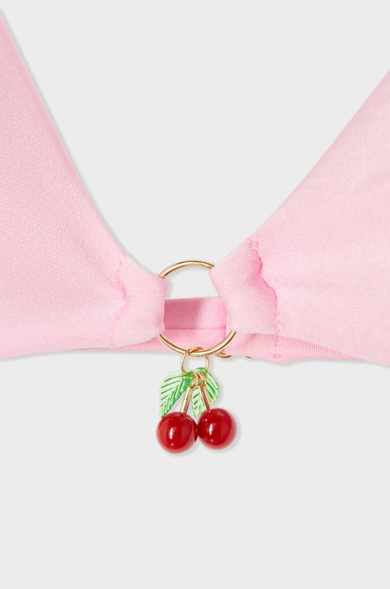 Haut de maillot de bain triangle satin&eacute; avec charm;${refinementColor}