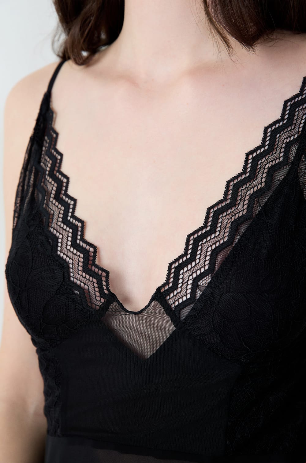 Long Nightdress With Lace Details;${refinementColor}