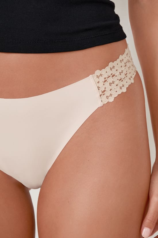 Microfiber And Lace Bikini;${refinementColor}
