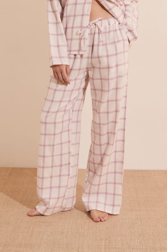 Pantalon de pyjama &agrave; carreaux en coton;${refinementColor}