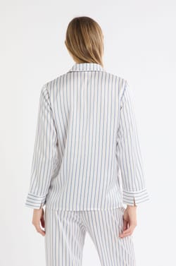 Chemise de pyjama à rayures en satin;${refinementColor}