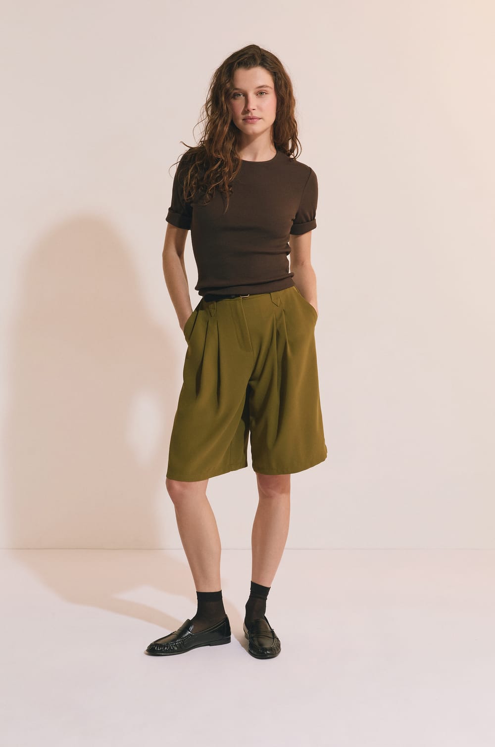 T-shirt manches 3/4 en coton;${refinementColor}