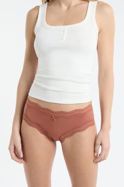Shorty &agrave; bords dentelle en microfibre;${refinementColor}