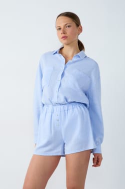 Short de pyjama en lin;${refinementColor}