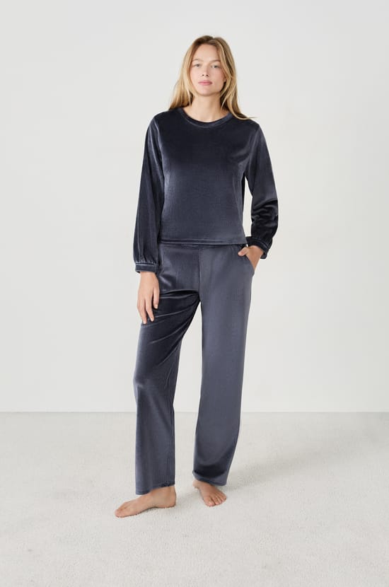 Pantalon de pyjama effet velours;${refinementColor}