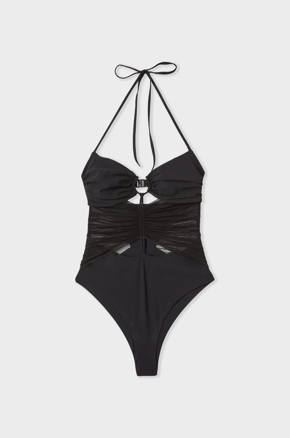 One-Piece Swimsuit With Tulle Details;${refinementColor}